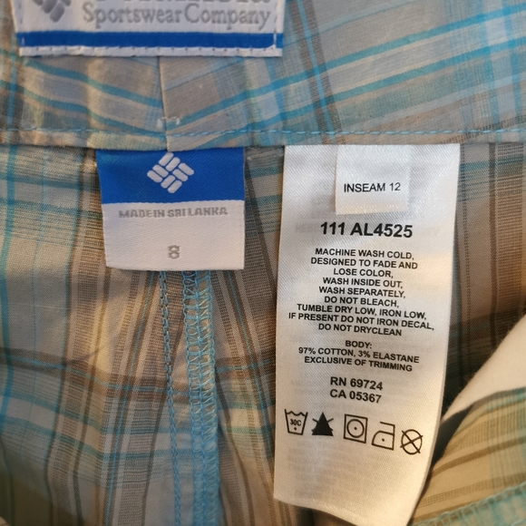 COLUMBIA | Plaid Bermuda Shorts, Light Blue/Tan - Picture 4 of 4